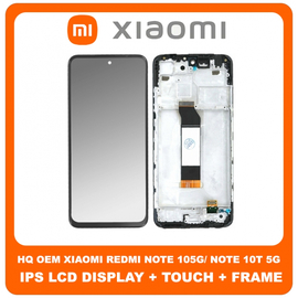 HQ OEM Συμβατό Για Xiaomi Redmi Note 10 5G (M2103K19G, M2103K19C), Redmi Note 10T 5G (M2103K19I), Poco M3 Pro 5G (M2103K19PG) IPS LCD Display Screen Assembly Οθόνη + Touch Screen Digitizer Μηχανισμός Αφής + Frame Bezel Πλαίσιο Σασί Black Μαύρο (Grade AAA+++)