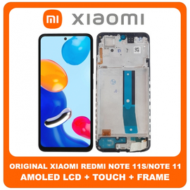 Γνήσια Original Xiaomi Redmi Note 11 (2201117TG), AMOLED LCD Display Screen Assembly Οθόνη + Touch Screen Digitizer Μηχανισμός Αφής + Frame Bezel Πλαίσιο Σασί  Black Μαύρο 5600010K7T00 (Service Pack By Xiaomi)