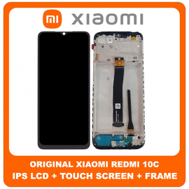 Γνήσια Original Xiaomi Redmi 10C (220333QAG, 220333QBI), Poco C40 (220333QPG) IPS LCD Display Screen Assembly Οθόνη + Touch Screen Digitizer Μηχανισμός Αφής + Frame Bezel Πλαίσιο Σασί Black Μαύρο 560001C3QA00 (Service Pack By Xiaomi)
