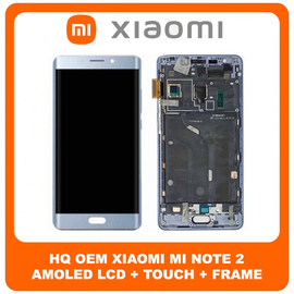HQ OEM Συμβατό Για Xiaomi Mi Note 2 (2015213) AMOLED LCD Display Screen Assembly Οθόνη + Touch Screen Digitizer Μηχανισμός Αφής + Frame Bezel Πλαίσιο Σασί Silver Ασημί (Grade AAA+++)
