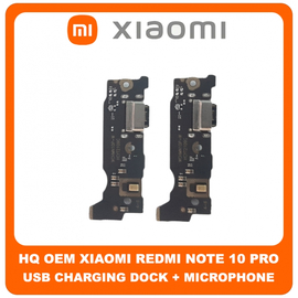 HQ OEM Συμβατό Για Xiaomi Redmi Note 10 Pro 4G, Redmi Note 10Pro 4G (M2101K6G, M2101K6R) USB Type-C Charging Dock Connector Flex Sub Board, Καλωδιοταινία Υπό Πλακέτα Φόρτισης + Microphone Μικρόφωνο (Grade AAA+++)