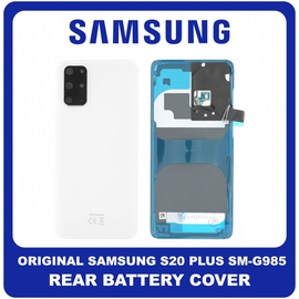 Γνήσια Original Samsung Galaxy S20 Plus (SM-G985, SM-G985F, SM-G985F/DS) Rear Back Battery Cover Πίσω Κάλυμμα Καπάκι Πλάτη Μπαταρίας White Άσπρο GH82-22032B GH82-21634B​ (Service Pack by Samsung)