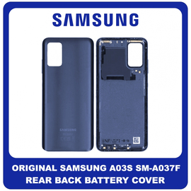 Γνήσια Original Samsung Galaxy A03s (SM-A037F, SM-A037F/DS, SM-A037M, SM-A037G, SM-A037U) Rear Back Battery Cover Πίσω Κάλυμμα Καπάκι Πλάτη Μπαταρίας Blue Μπλε GH81-21305A (Service pack By Samsung)