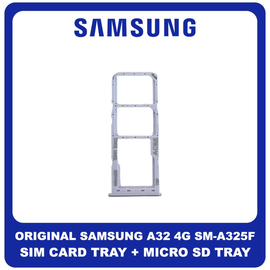 Γνήσια Original Samsung Galaxy A32 4G (SM-A325F, SM-A325F/DS, SM-A325M, SM-A325N) SIM Card Tray + Micro SD Tray Slot Υποδοχέας Βάση Θήκη Κάρτας SIM Awesome Violet Βιολετή GH98-46409D​ (Service Pack By Samsung)