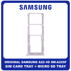 Γνήσια Original Samsung Galaxy A22 4G , Galaxy A 22 4G (SM-A225F, SM-A225F/DS) SIM Card Tray + Micro SD Tray Slot Υποδοχέας Βάση Θήκη Κάρτας SIM Violet Βιολετή GH98-46654C​ (Service Pack By Samsung)