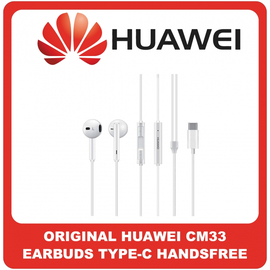 Γνήσιο Original Huawei Earbuds Type-C Handsfree Ενσύρματα Ακουστικά CM33 White 'Aσπρο (Bulk)