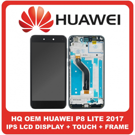 HQ OEM Συμβατό Για Huawei P8 Lite 2017 (PRA-TL10, PRA-TL20) IPS LCD Display Screen Assembly Οθόνη + Touch Screen Digitizer Μηχανισμός Αφής + Frame Bezel Πλαίσιο Σασί Black Μαύρο Without Logo (Grade AAA+++)
