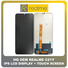 HQ OEM Συμβατό Για Realme C21Y, RealmeC21Y  (RMX3261, RMX3263) IPS LCD Display Screen Assembly Οθόνη + Touch Screen Digitizer Μηχανισμός Αφής Black Μαύρο Without Frame (Grade AAA+++)