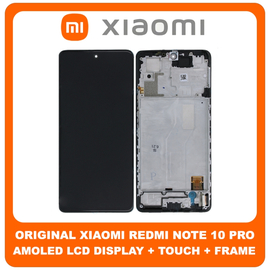Γνήσια Original Xiaomi Redmi Note 10 Pro, Redmi Note10 Pro (M2101K6G, M2101K6R) AMOLED LCD Display Screen Assembly Οθόνη + Touch Screen Digitizer Μηχανισμός Αφής + Frame Bezel Πλαίσιο Σασί Onyx Black Μαύρο 56000200K600 (Service Pack By XIaomi)