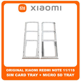 Γνήσια Original Xiaomi Redmi Note 11 (2201117TG, 2201117TI), Redmi Note 11S (2201117SG, 2201117SI) SIM Card Tray + Micro SD Tray Slot Υποδοχέας Βάση Θήκη Κάρτας SIM Pearl White Άσπρο (Service Pack By Xiaomi)