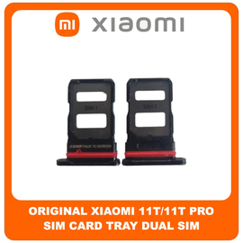 Γνήσια Original Xiaomi 11T (21081111RG), Xiaomi 11T Pro (2107113SG, 2107113SI) Sim Card Tray Dual Sim Υποδοχέας Θήκης Κάρτας Sim Meteorite Gray Μαύρο (Service Pack By Xiaomi)