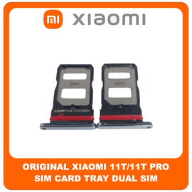 Γνήσια Original Xiaomi 11T (21081111RG), Xiaomi 11T Pro (2107113SG, 2107113SI) Sim Card Tray Dual Sim Υποδοχέας Θήκης Κάρτας Sim Moonlight White Άσπρο​ (Service Pack By Xiaomi)