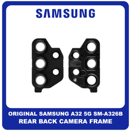 Γνήσια Original Samsung Galaxy A32 5G, A 32 5G (SM-A326B, SM-A326B/DS) Rear Back Camera Frame Πίσω Πλαίσιο Κάμερας Awesome Black Μαύρο GH64-08432A (Service Pack By Samsung)