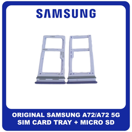 Γνήσια Original Samsung Galaxy A72 (SM-A725F, SM-A725F/DS), A72 5G (SM-A726B, SM-A726B/DS) SIM Card Tray + Micro SD Tray Slot Υποδοχέας Βάση Θήκη Κάρτας SIM Awesome Violet Βιολετή GH98-46290C​ (Service Pack By Samsung)