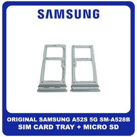 Γνήσια Original Samsung Galaxy A52s 5G, Galaxy A 52s 5G (SM-A528B, SM-A528B/DS) SIM Card Tray + Micro SD Tray Slot Υποδοχέας Βάση Θήκη Κάρτας SIM Awesome Mint Πράσινο GH98-46290F (Service Pack By Samsung)