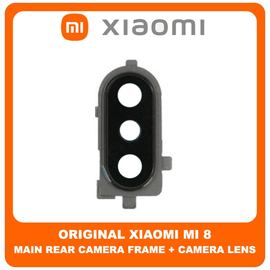 Γνήσια Original Xiaomi Mi 8, Xiaomi Mi8 (M1803E1A) Rear Back Camera Frame Πίσω Πλαίσιο Κάμερας + Camera Lens Τζαμάκι Κάμερας (Service Pack By Xiaomi)
