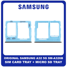 Γνήσια Original Samsung Galaxy A32 5G, A 32 5G (SM-A326B, SM-A326B/DS) SIM Card Tray + Micro SD Tray Slot Υποδοχέας Βάση Θήκη Κάρτας SIM Awesome Blue Μπλε GH63-19393C​ (Service Pack By Samsung)