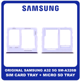 Γνήσια Original Samsung Galaxy A32 5G, A 32 5G (SM-A326B, SM-A326B/DS) SIM Card Tray + Micro SD Tray Slot Υποδοχέας Βάση Θήκη Κάρτας SIM Awesome Violet Βιολετή GH63-19393D​ (Service Pack By Samsung)