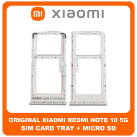 Γνήσια Original Xiaomi Redmi Note 10 5G, Redmi Note10 5G (M2103K19G, M2103K19C) SIM Card Tray + Micro SD Tray Slot Υποδοχέας Βάση Θήκη Κάρτας SIM Chrome Silver Ασημί 482000009L9X​ (Service Pack By Xiaomi)