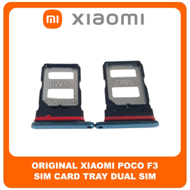 Γνήσια Original Xiaomi Poco F3, Poco F3 (M2012K11AG) Sim Card Tray Dual Sim Υποδοχέας Θήκης Κάρτας Sim Deep Ocean Blue Μπλε​ (Service Pack By Xiaomi)