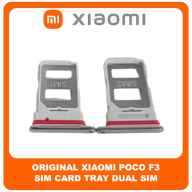 Γνήσια Original Xiaomi Poco F3, Poco F3 (M2012K11AG) Sim Card Tray Dual Sim Υποδοχέας Θήκης Κάρτας Sim Arctic White Άσπρο​ (Service Pack By Xiaomi)