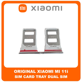 Γνήσια Original Xiaomi Mi 11i, Xiaomi Mi11i (M2012K11G) Sim Card Tray Dual Sim Υποδοχέας Θήκης Κάρτας Sim  Frosty White Άσπρο (Service Pack By Xiaomi)
