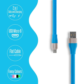 Καλώδιο Φόρτισης - Δεδομένων Micro usb Μπλε 1.2m