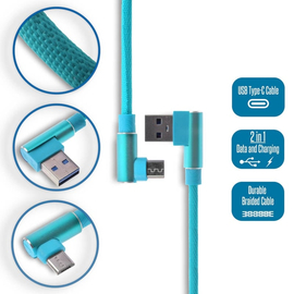 Γωνιακό Καλώδιο Φόρτισης - Δεδομένων Micro usb 1m Light Blue