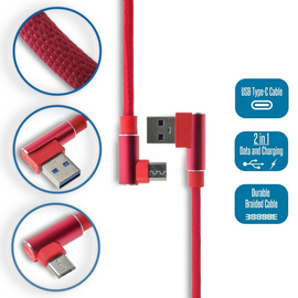 Γωνιακό Καλώδιο Φόρτισης - Δεδομένων Micro usb 1m red