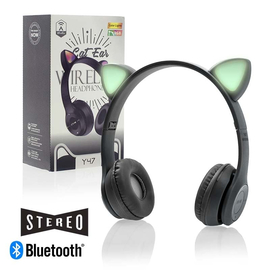 Cat Ears Bluetooth Stereo Ακουστικά rgb Μαύρο
