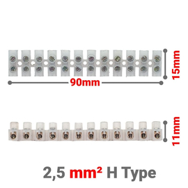 Κλέμμες Σειρά 12 Θέσεων 2,5mm² h Type