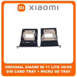 Γνήσια Original Xiaomi Mi 11 Lite 4G (M2101K9AG, M2101K9AI), Mi Lite 5G (M2101K9G, M2101K9C, M2101K9R) SIM Card Tray + Micro SD Tray Slot Υποδοχέας Βάση Θήκη Κάρτας SIM White Άσπρο (Service Pack By Xiaomi)