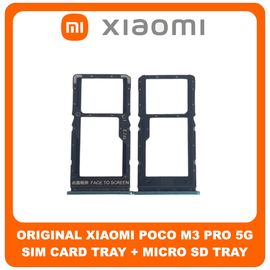 Γνήσια Original Xiaomi Poco M3 Pro 5G (M2103K19PG, M2103K19PI) SIM Card Tray + Micro SD Tray Slot Υποδοχέας Βάση Θήκη Κάρτας SIM Cool Blue Μπλε​ (Service Pack By Xiaomi)