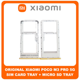 Γνήσια Original Xiaomi Poco M3 Pro 5G (M2103K19PG, M2103K19PI) SIM Card Tray + Micro SD Tray Slot Υποδοχέας Βάση Θήκη Κάρτας SIM Poco Yellow Κίτρινο​ (Service Pack By Xiaomi)