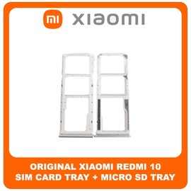 Γνήσια Original Xiaomi Redmi 10, Xiaomi Redmi10 (21061119AG, 21061119DG, 21061119AL) SIM Card Tray + Micro SD Tray Slot Υποδοχέας Βάση Θήκη Κάρτας SIM Pebble White Άσπρο ​ (Service Pack By Xiaomi)