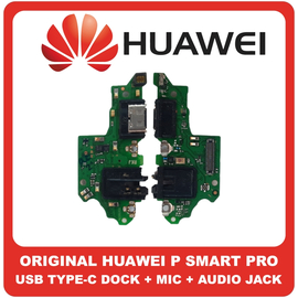 Γνήσια Original Huawei P Smart Pro (STK-L21), USB Type-C Charging Dock Connector Flex Sub Board, Καλωδιοταινία Υπό Πλακέτα Φόρτισης + Microphone Μικρόφωνο + Audio Jack Θύρα Ακουστικών 02353HRA (Service Pack By Huawei)