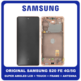 Γνήσια Original Samsung Galaxy S20 FE 4G (SM-G780F), Galaxy S20 FE 5G (SM-G781B) Super AMOLED LCD Display Screen Assembly Οθόνη + Touch Screen Digitizer Μηχανισμός Αφής + Frame Bezel Πλαίσιο + Antenna Cloud Orange Πορτοκαλί GH82-24214F (Service Pack By Samsung)