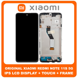 Γνήσια Original Xiaomi Redmi Note 11S 5G (22031116BG) IPS LCD Display Screen Assembly Οθόνη + Touch Screen Digitizer Μηχανισμός Αφής + Frame Bezel Πλαίσιο Σασί Midnight Black Μαύρο 560001K16B00 (Service Pack By Xiaomi)
