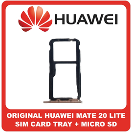 Γνήσια Original Huawei Mate 20 Lite, Mate 20Lite (SNE-L21 SNE-AL00, SNE-LX1) SIM Card Tray + Micro SD Tray Slot Υποδοχέας Βάση Θήκη Κάρτας SIM Platinum Gold Χρυσό 51661KAX (Service Pack By Huawei)