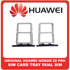 Γνήσια Original Huawei Honor 20 Pro, Honor 20Pro (YAL-AL10, YAL-L41), Sim Card Tray Dual Sim Υποδοχέας Θήκης Κάρτας Sim Phantom Black Μαύρο 51661MKL (Service Pack By Huawei)