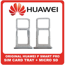 Γνήσια Original Huawei P Smart Pro, P SmartPro (STK-L21) SIM Card Tray + Micro SD Tray Slot Υποδοχέας Βάση Θήκη Κάρτας SIM Breathing Crystal 51661QMB​ (Service Pack By Huawei)