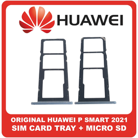 Γνήσια Original Huawei P Smart 2021, PSmart 2021 (PPA-LX1, PPA-LX2) SIM Card Tray + Micro SD Tray Slot Υποδοχέας Βάση Θήκη Κάρτας SIM Blue Μπλε​ (Service Pack By Huawei)