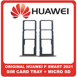 Γνήσια Original Huawei P Smart 2021, PSmart 2021 (PPA-LX1, PPA-LX2) SIM Card Tray + Micro SD Tray Slot Υποδοχέας Βάση Θήκη Κάρτας SIM Blush Gold Χρυσό​ (Service Pack By Huawei)