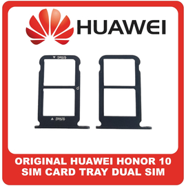 Γνήσια Original Huawei Honor 10, Honor10 (COL-AL10, COL-L29) Sim Card Tray Dual Sim Υποδοχέας Θήκης Κάρτας Sim Midnight Black Μαύρο 51661HYW​ (Service Pack By Huawei)