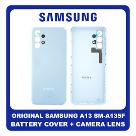 Γνήσια Original Samsung Galaxy A13 (SM-A135F, SM-A135F/DS, SM-A135M) Rear Back Battery Cover Πίσω Κάλυμμα Καπάκι Πλάτη Μπαταρίας + Camera Lens Τζαμάκι Κάμερας Blue Μπλε GH82-28387B (Service Pack By Samsung)