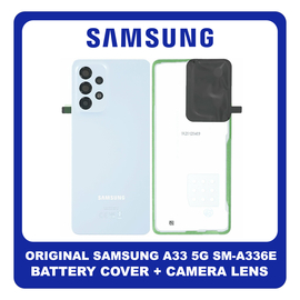 Γνήσια Original Samsung Galaxy A33 5G (SM-A336E, SM-A336B) Rear Back Battery Cover Πίσω Κάλυμμα Καπάκι Πλάτη Μπαταρίας + Camera Lens Τζαμάκι Κάμερας Blue Μπλε GH82-28042C​ (Service By Samsung)
