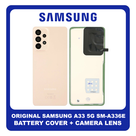 Γνήσια Original Samsung Galaxy A33 5G (SM-A336E, SM-A336B) Rear Back Battery Cover Πίσω Κάλυμμα Καπάκι Πλάτη Μπαταρίας + Camera Lens Τζαμάκι Κάμερας Peach GH82-28042D (Service By Samsung)