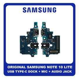 Γνήσια Original Samsung Galaxy Note 10 Lite, (SM-N770F, SM-N770F/DS) USB Type-C Charging Dock Connector Flex Sub Board, Καλωδιοταινία Υπό Πλακέτα Φόρτισης + Microphone Μικρόφωνο + Audio Jack Θύρα Ακουστικών GH96-13050A (Service Pack By Samsung)