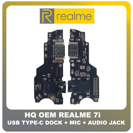 HQ OEM Συμβατό Για Realme 7i (RMX2103) USB Type-C Charging Dock Connector Flex Sub Board, Καλωδιοταινία Υπό Πλακέτα Φόρτισης + Microphone Μικρόφωνο + Audio Jack Θύρα Ακουστικών (Grade AAA+++)