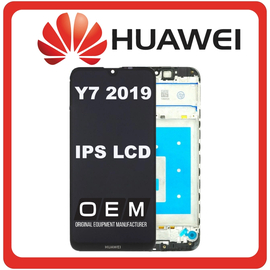 HQ OEM Συμβατό Για Huawei Y7 2019 (DUB-LX1, DUB-LX3) IPS LCD Display Screen Assembly Οθόνη + Touch Screen Digitizer Μηχανισμός Αφής + Frame Bezel Πλαίσιο Σασί Black Μαύρο (Grade AAA+++)